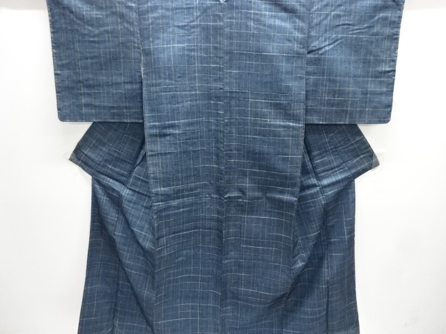 JAPANESE KIMONO / SILK / HAND WOVEN / FUSHI TSUMUGI / GRID
